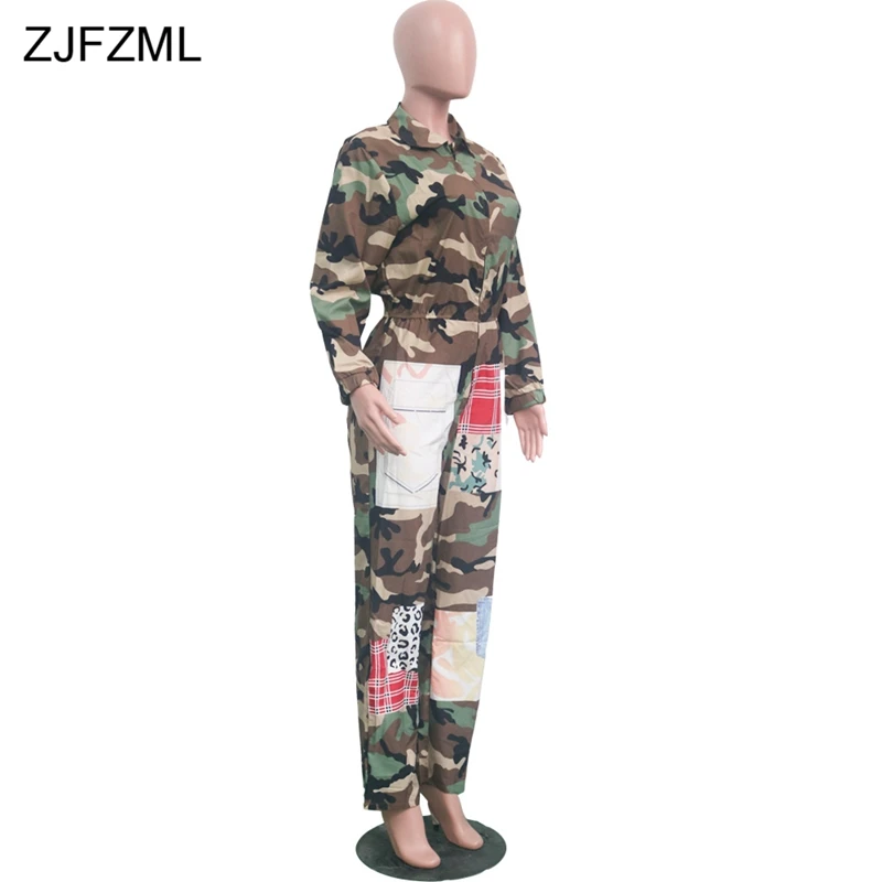 Женский камуфляжный комбинезон в стиле Харадзюку повседневный с отложным