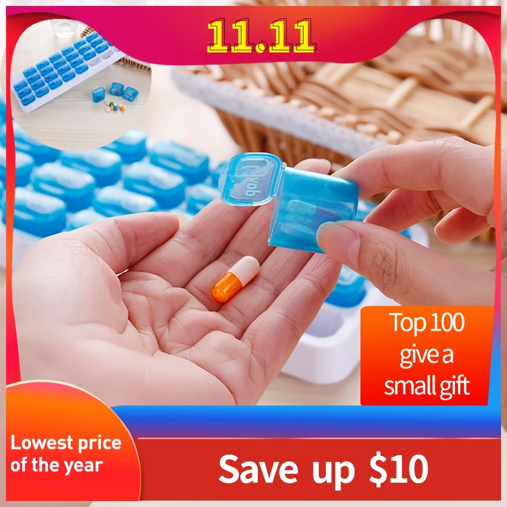 Недельный прозрачный 21 отсек с крышкой для таблеток держатель органайзер