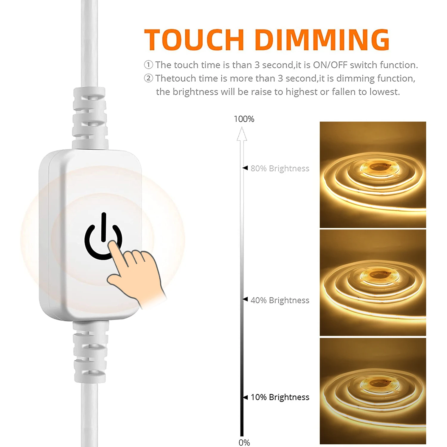 5V USB COB LED Strip Light Dimmable Touch Switch 320LED/m High Density Linear Lighting DC5V Power Flexible Tape Decor | Лампы и