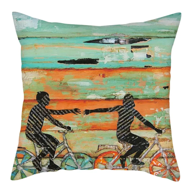 Fuwatacchi Summer Oil Painting Cushion Cover Scenery Cartoon Sea Lover Throw Pillow for Sofa Car Chair Decor Case | Дом и сад