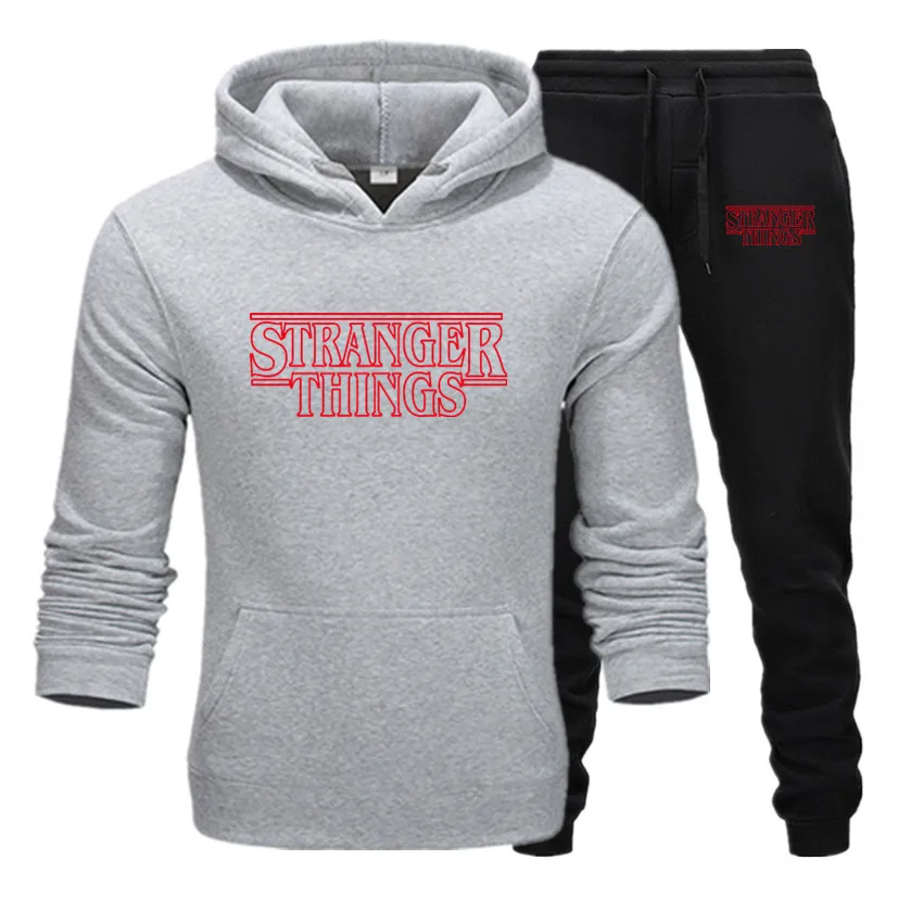 Мужская толстовка с капюшоном и брюки Stranger thing foreign fashion things 2 Женская осенне