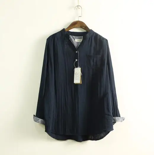 2020 весна новые женские белые винтажные блузки с длинным рукавом и стоячим