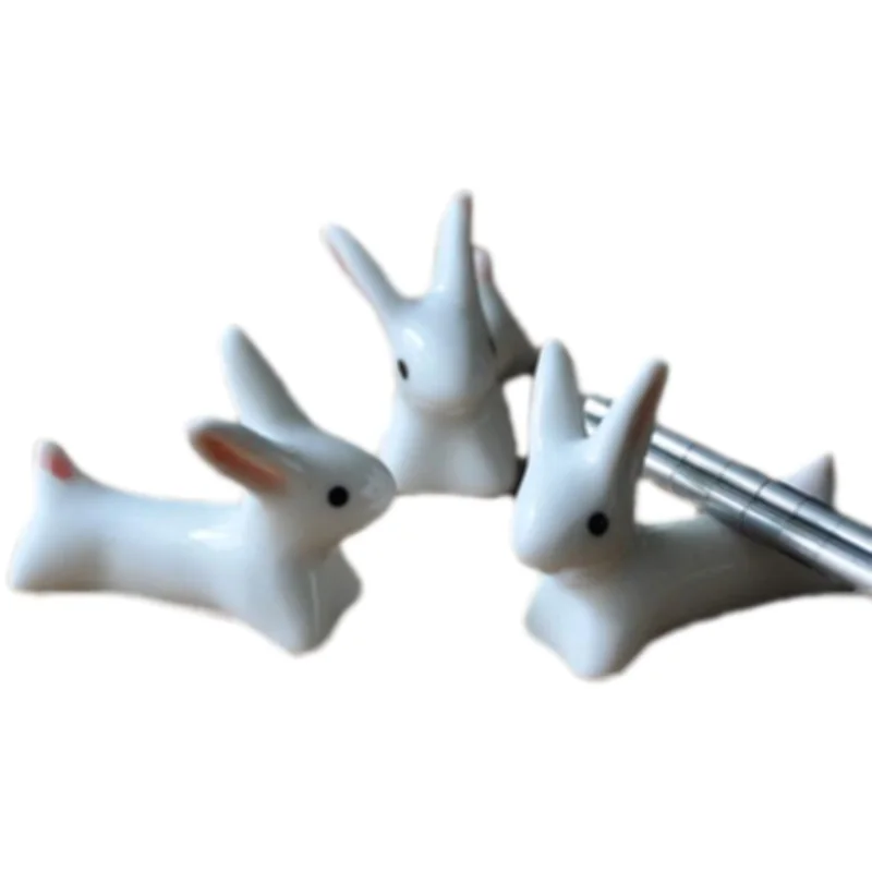 

10 шт./компл. японский Стиль белый кролик держатель для палочек однотонные палочки для еды отдыха Керамика ремесла Кухня посуда