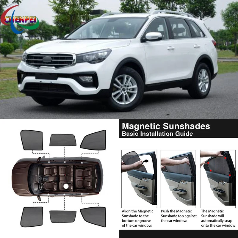 For Kia KX7 2017 Car Full Side Windows Magnetic Sun Shade UV Protection Ray Blocking Mesh Visor Car Decoration Accessories