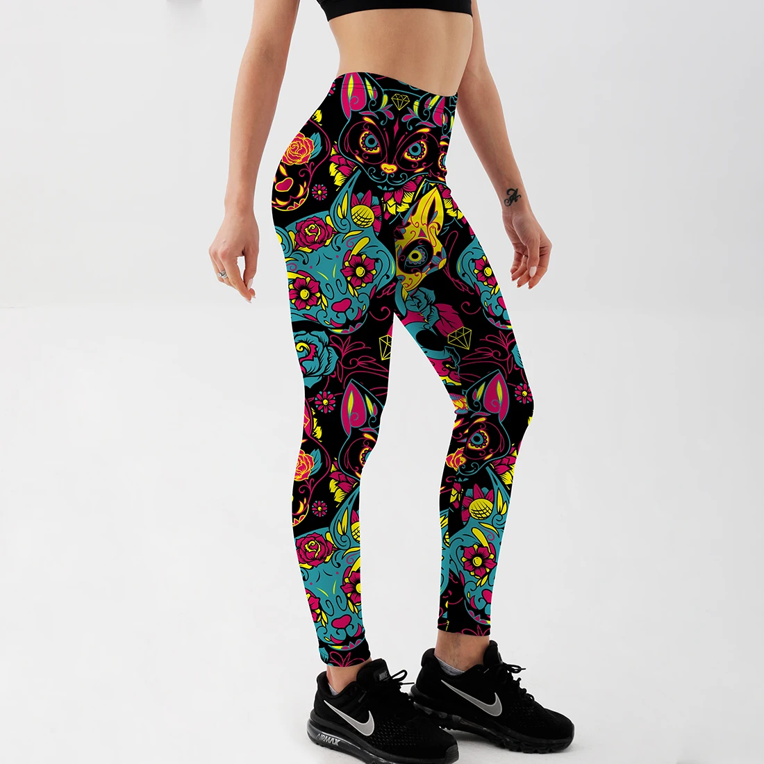 Женские леггинсы для фитнеса Qickitout эластичные штаны карандаш с цифровым принтом