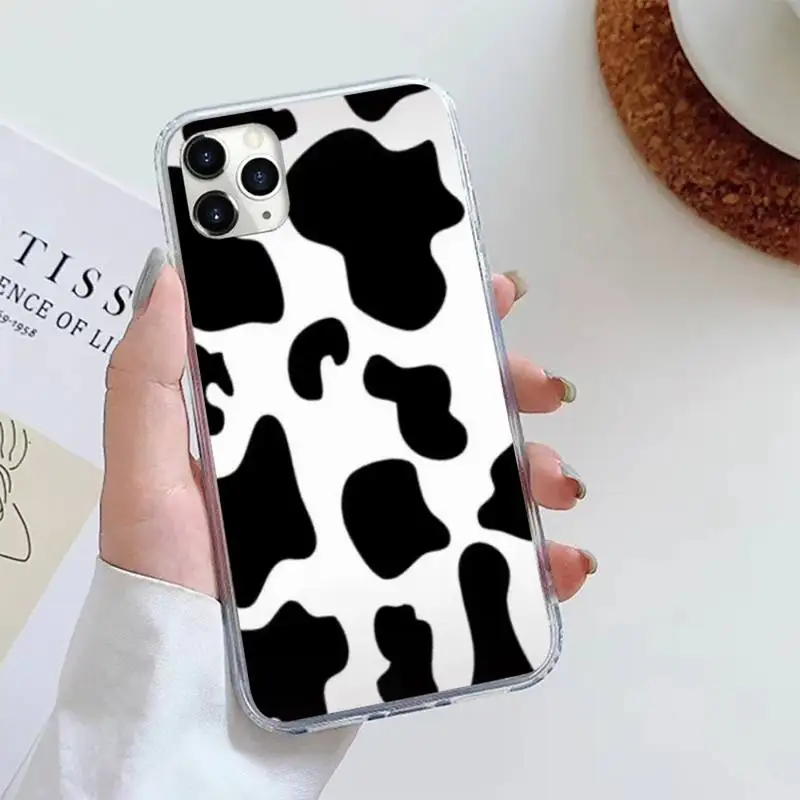 

Black White Cow spot grid aer Phone Case For iphone 12 5 5s 5c se 6 6s 7 8 plus x xs xr 11 pro max