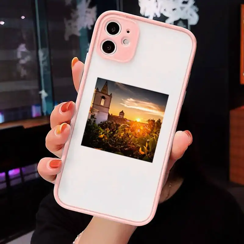 

Cottagecore Style Phone Case For iPhone 12 11 Mini Pro XR XS Max 7 8 Plus X Matte transparent Pink Back Cover