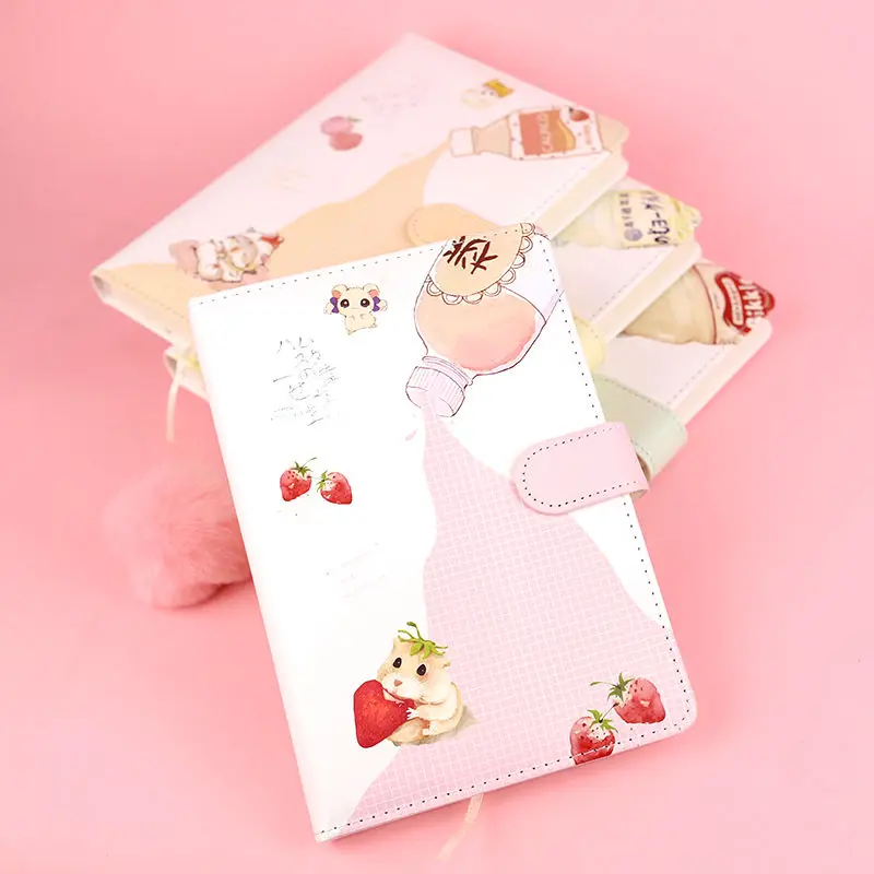 

2022 New Kawaii Hamster Magnetic Buckle Hand Book Cute Notebook Thickened Diary Notebook Travel Journal Office School Supplies