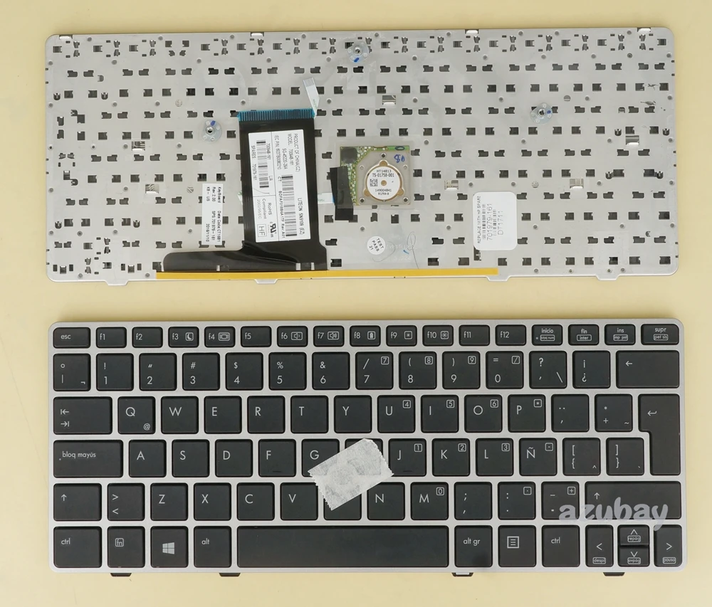Латинская испанская клавиатура для HP Elitebook 2560P 2570P 700948-161 701979-161 SN9109 SG-45220-29A 6037B0080210 новая серебристая рамка.