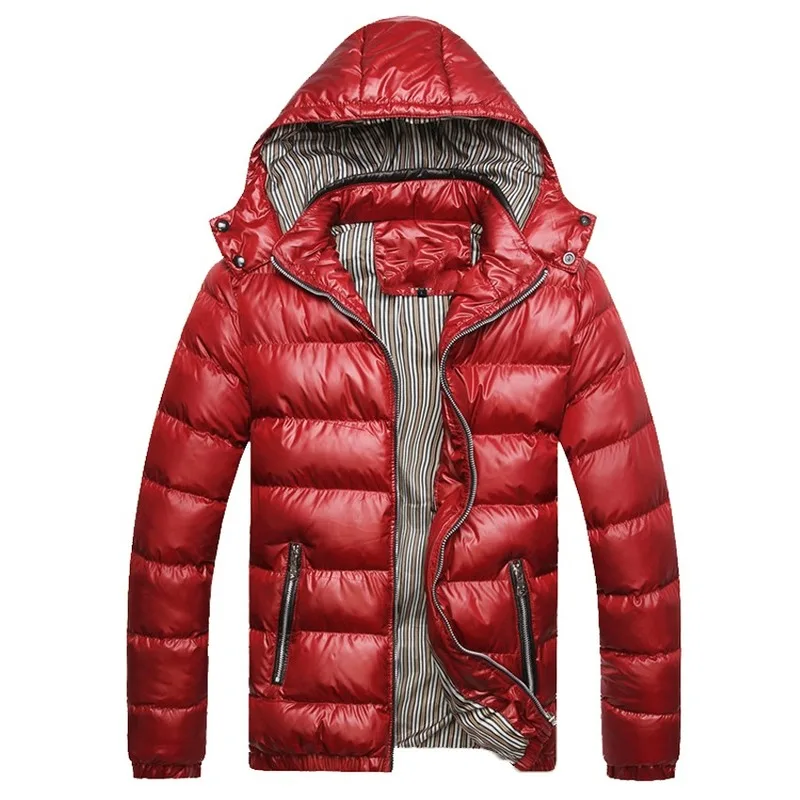 Hooded Men's Winter Jackets Casual Parkas Men Coats Thick Thermal Shiny Coats Slim Fit Brand Clothing 7XL
