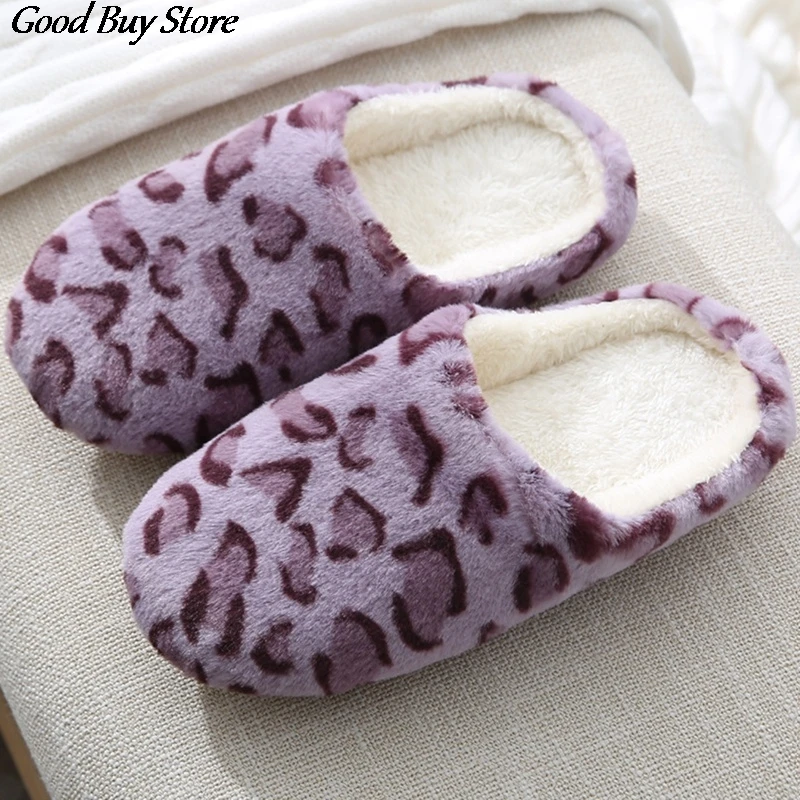 

Leopard House Slippers Women Soft Comfortable Winter Bedroom Slipper Female Indoor Warm Shoes Faux Fur Fashion Slides Female