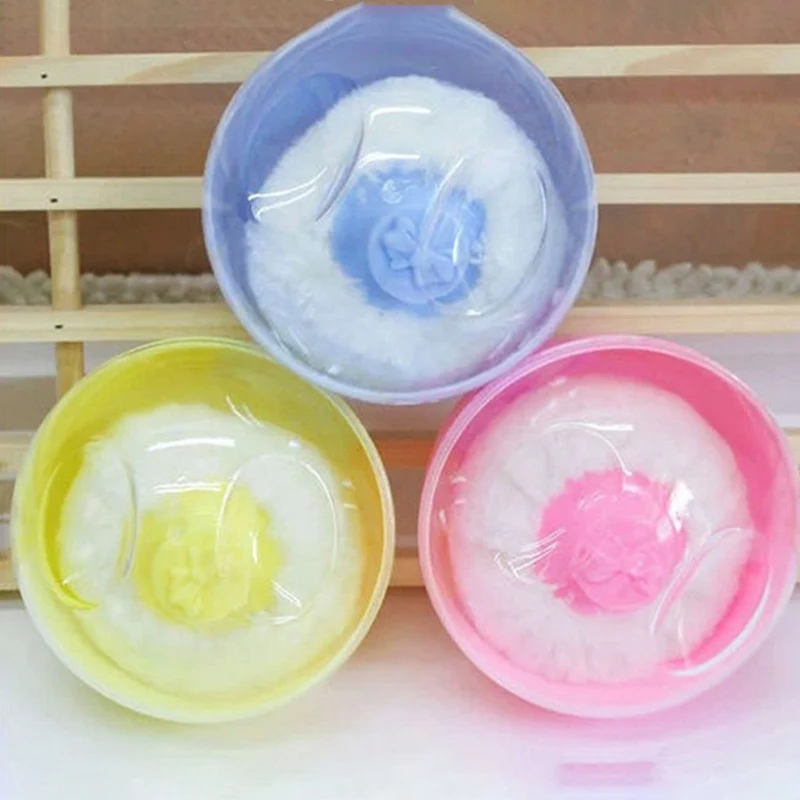 

1PC New High Quality Baby Soft Face Body Cosmetic Powder Puff Talcum Powder Sponge Box Random Color Case Container