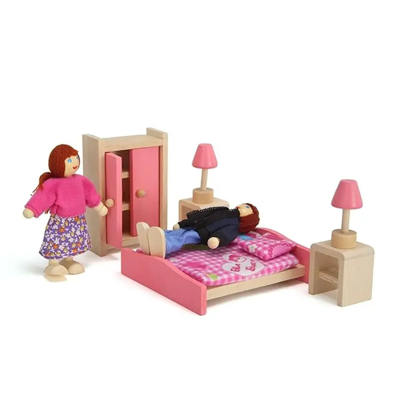 

50LE 1/12 Mini Dollhouse Miniature Wooden Furniture 6 Kitchen Bedroom Living Room Bathroom Set Kids Pretend Play Toy