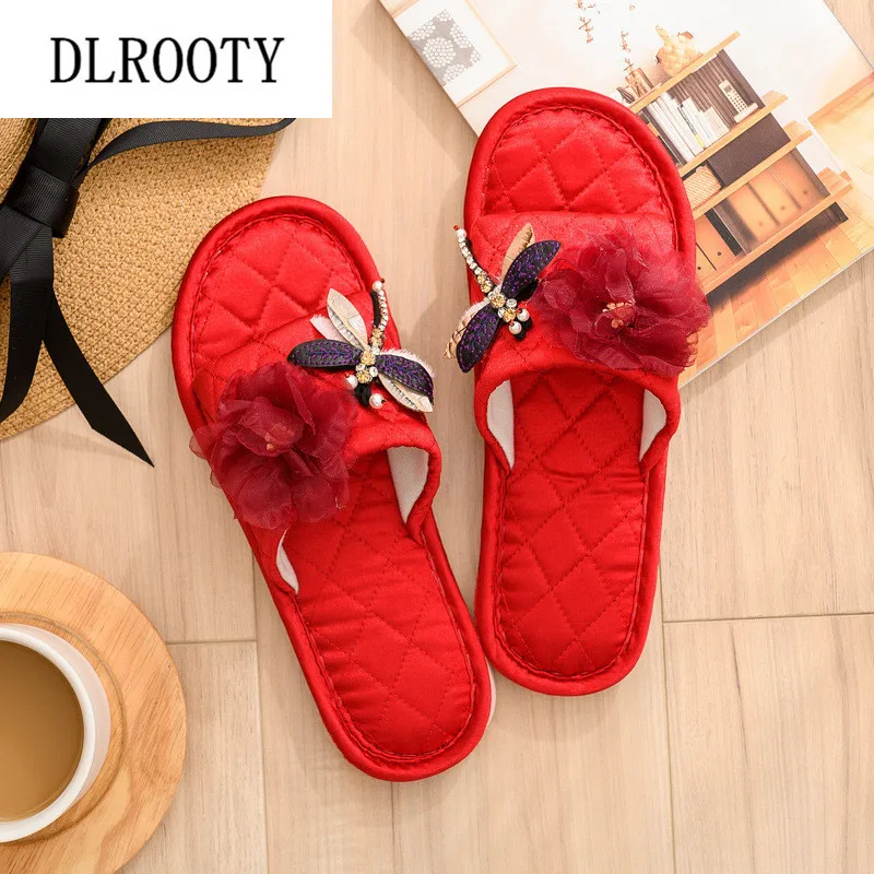 

Women Slippers Flip Flops Spring Summer Fashion Breathable Dragonfly Flower Non-slip Shoes Woman Home Slides Casual Female