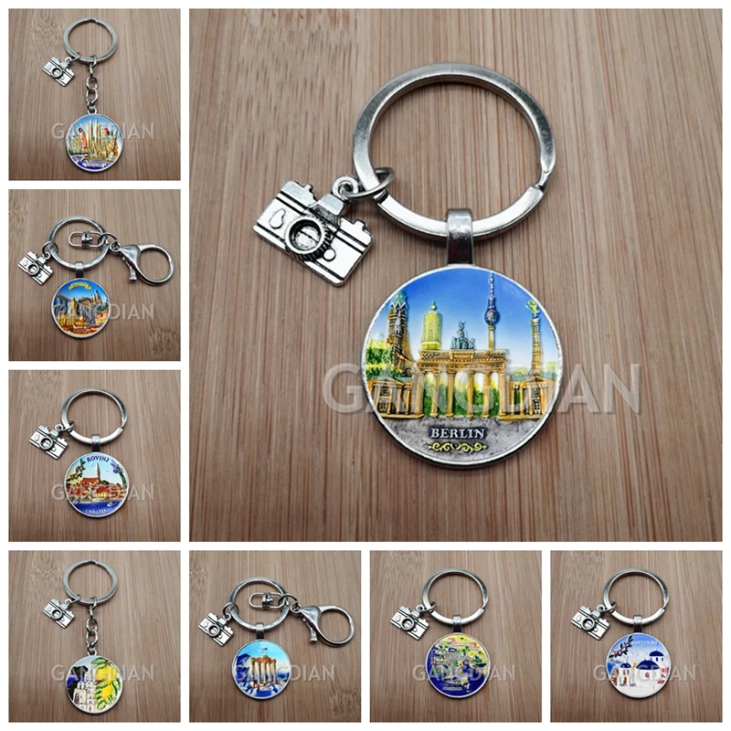 Стеклянный брелок для рисования с камерой Европейский средиземноморский