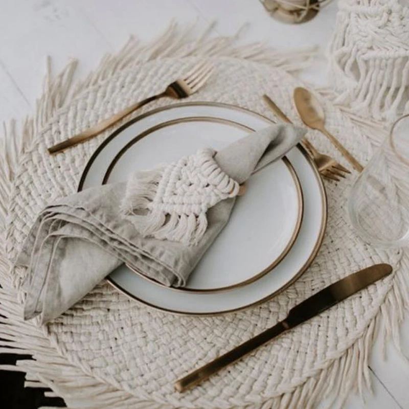 12 шт. набор колец для салфеток в стиле макраме |