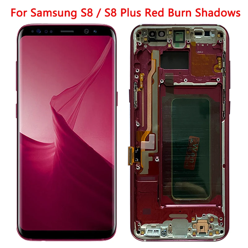 SUPER AMOLED S8 LCD For Samsung Galaxy S8 Plus LCD Screen Frame Display Assembly SM-G950F G955F LCD Screen With Red Burn Shadows