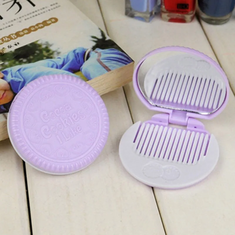 Мини складное шоколадное печенье зеркало с гребнем портативное сэндвич форме