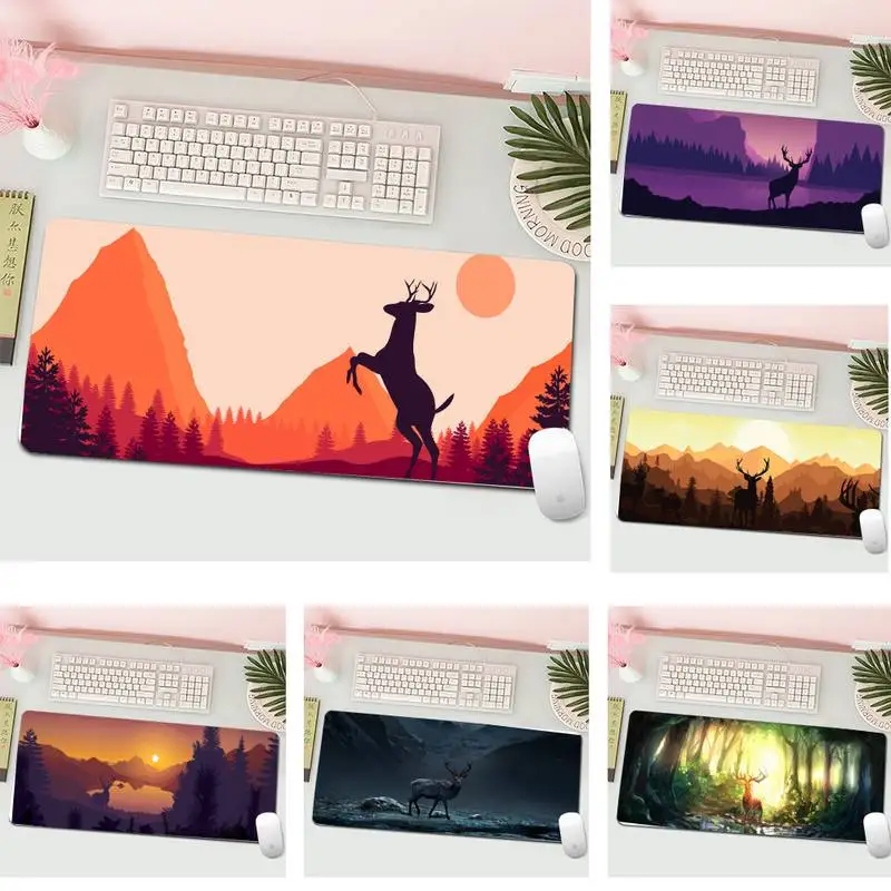 

Animal deer Art Natural Rubber Gaming mousepad Desk Mat Gaming XL Large Gamer Keyboard PC Desk Mat Computer Tablet Mouse Pad