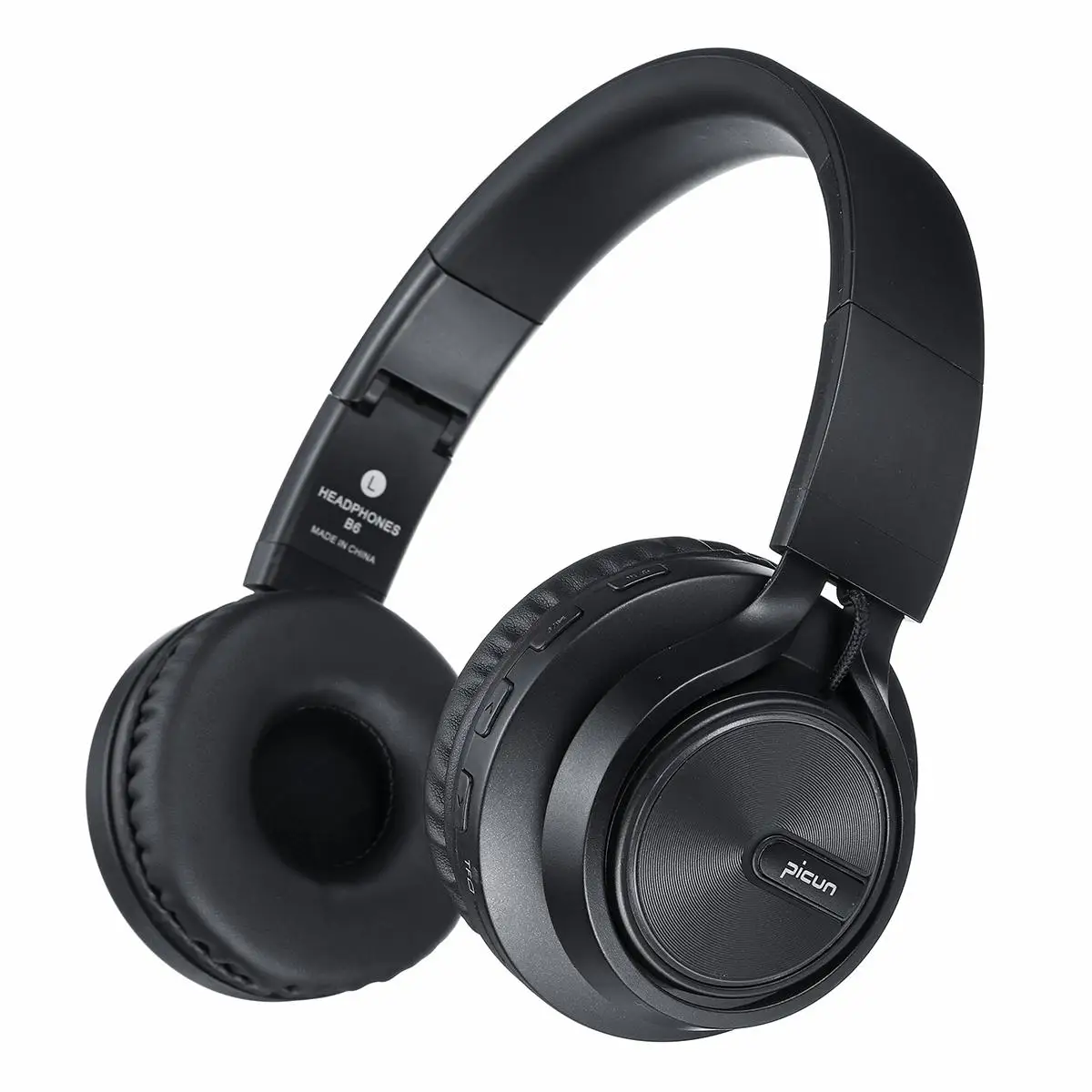 Черный B6 беспроводные наушники bluetooth HiFI стерео Складная гарнитура светодиодный свет MP3 TF FM 3,5 мм наушники с микрофоном для телефона - Цвет: Черный