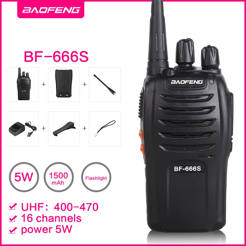 Baofeng BF 666S портативная рация портативное радио 16CH UHF 400 470MHz 1500mAh батарея BF666S 5W Comunicador