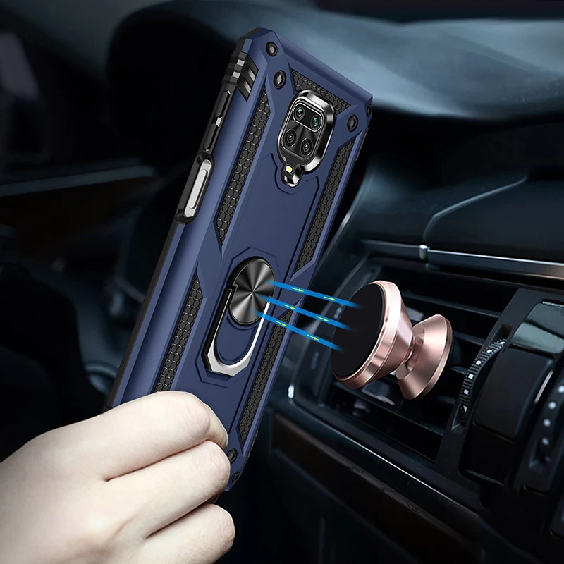 Armor Magnetic Metal Case For Xiaomi Redmi Note 10 9 X3 9c 9s 8T 8 7 Poco M3 11 F3 9A 7A K40 9T Pro Max 5G Shockproof Ring Cover