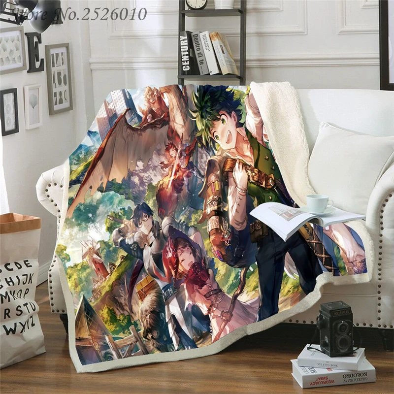 

Throw blanket My Hero Academia Anime 3D Velvet Plush Blanket Bedspread For Kids Girls Sherpa Blanket Couch Quilt Cover Travel 10