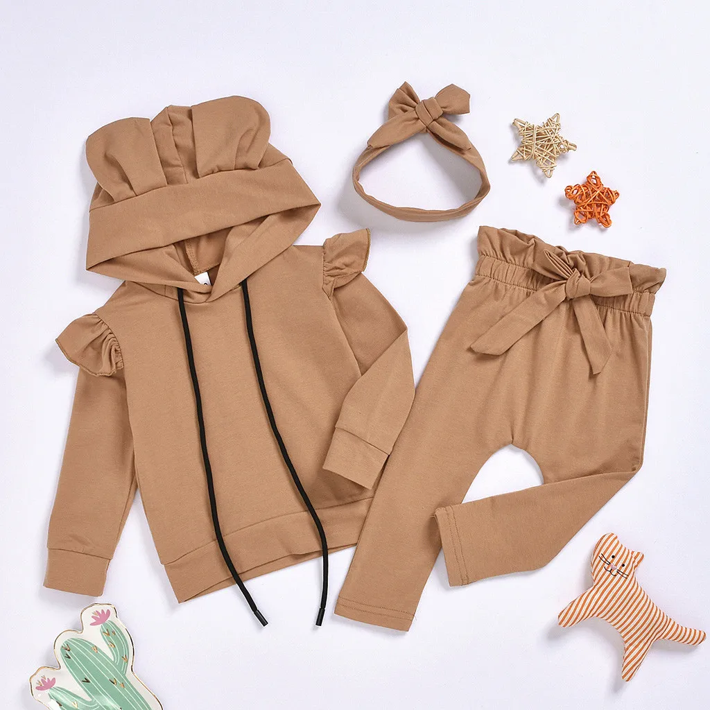 Одежда для маленьких девочек новорожденных с капюшоном и длинными рукавами