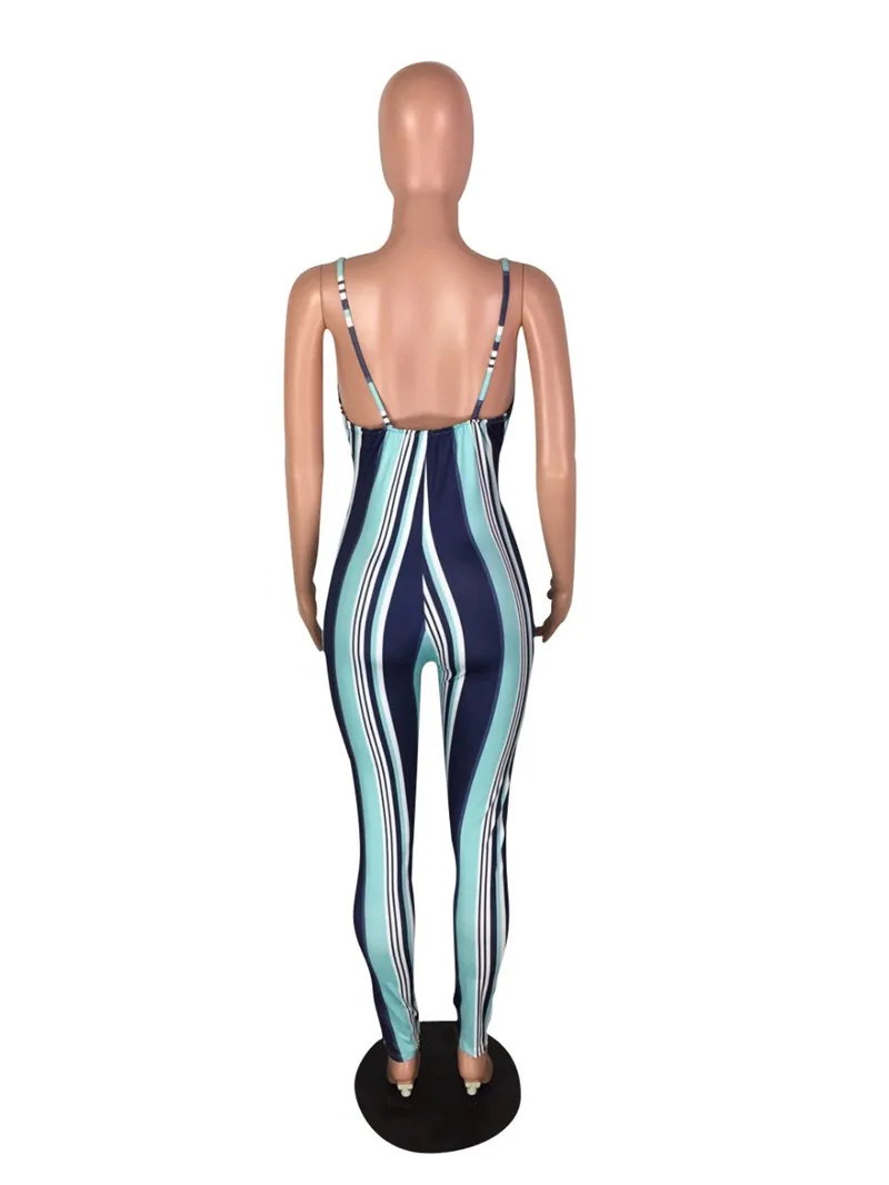 2020 сексуальный женский полосатый комбинезон безрукавка на бретелях облегающий