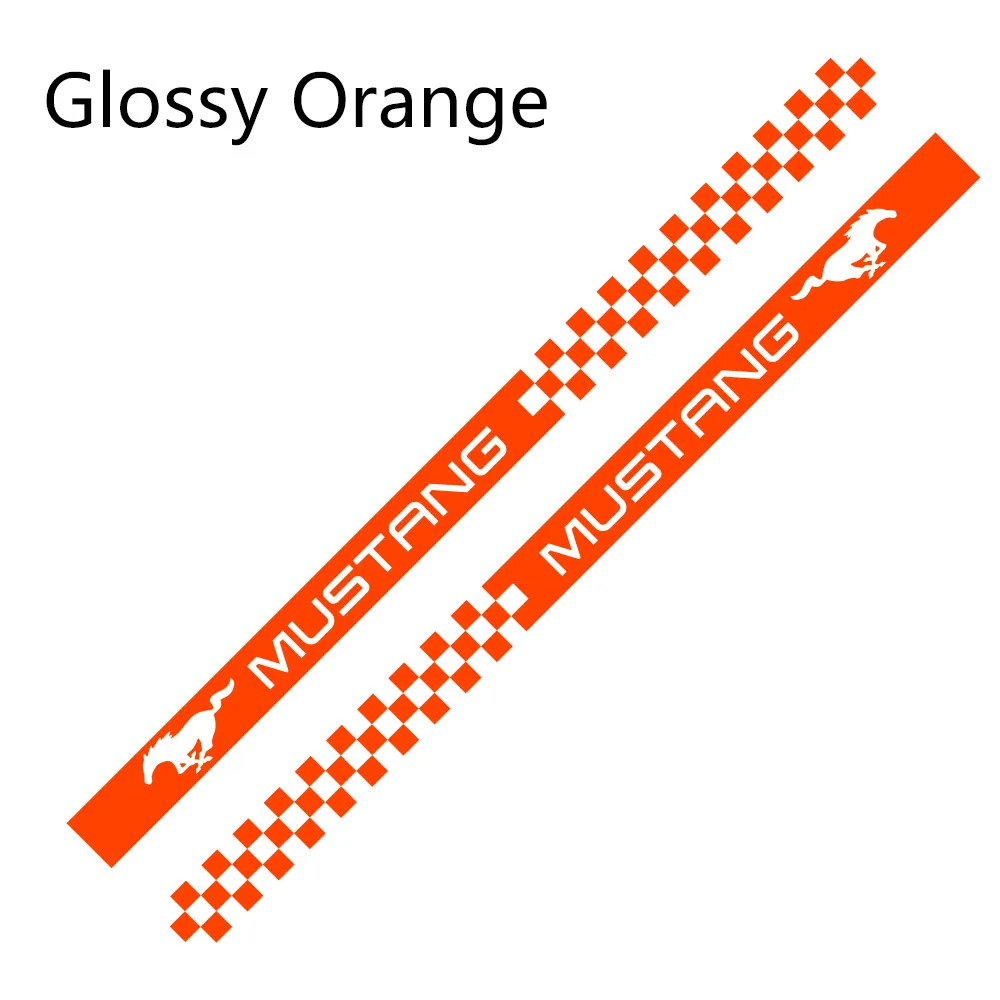 Glossy Orange 2 шт. боковые полосы автомобильные наклейки Автомобильная виниловая пленка наклейка Спортивная графика для Ford Mustang автостайлинг автомобильные принадлежности для тюнинга - Название цвета: Glossy Orange