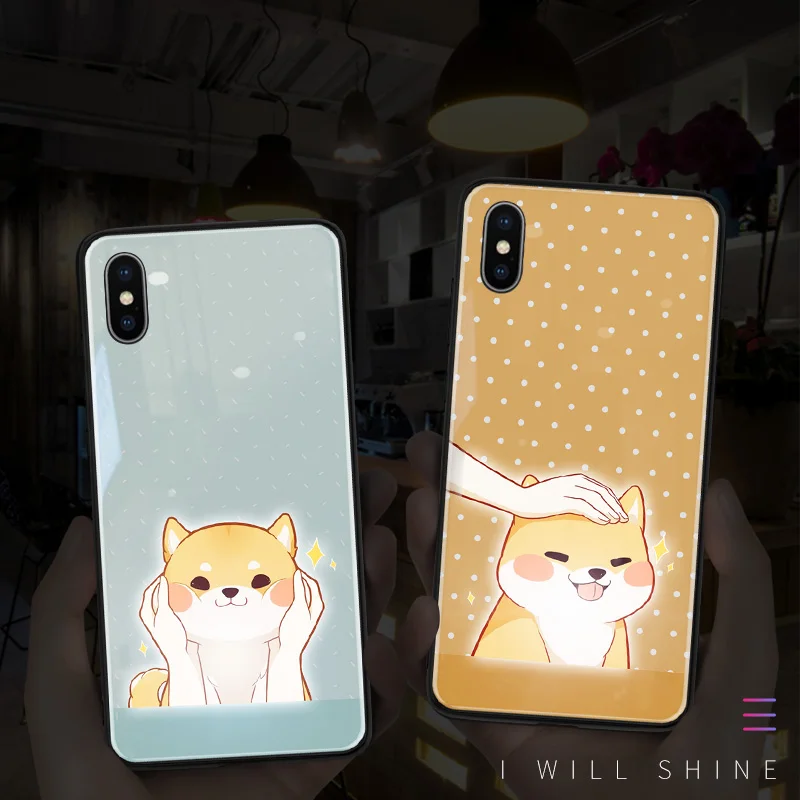 X-it Smart LED Glowing Phone Case For Apple iPhone X XS XR MAX 6 6S 7 8 Plus Cases Back Cover Cute Dogs Animal Funda | Мобильные