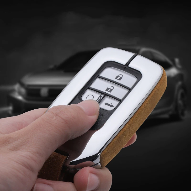 

For Honda Hrv Civic 2017 Accord 2003-2007 Cr-v Freed Pilot Auto ShellAccessories New Suede Leather Zinc alloy Car Key Case Cover