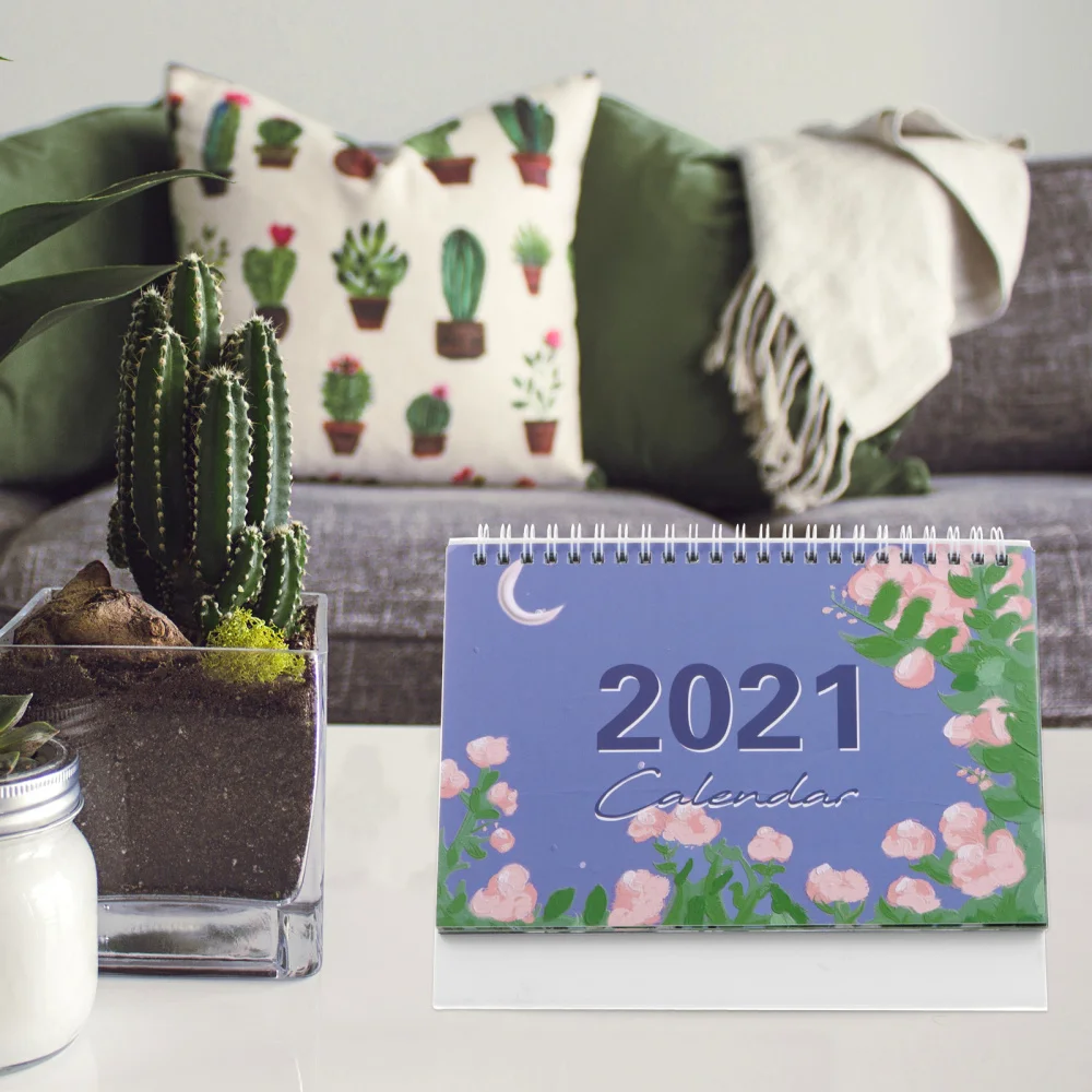 

1Pc Tabletop Coil Calendar Chic Calendar Ornament Desk Calendar 2021 Calendar