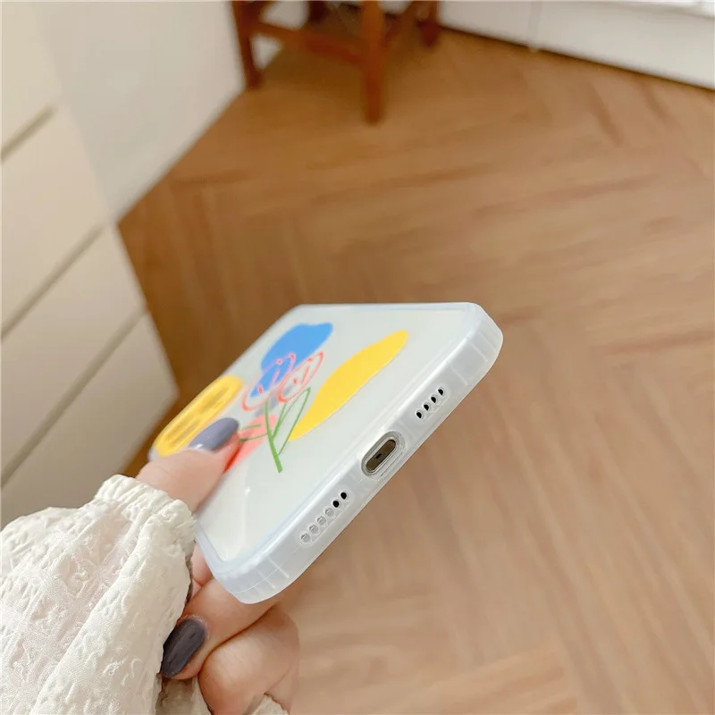 

Cute Flower Phone Case For iPhone 12 11 Pro Max X XR XS Max 8 7 Plus Bumper Shockproof Back Cover 11