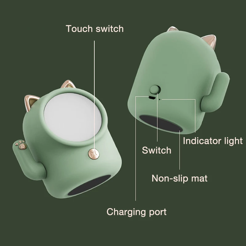 

Led Night Light for Home Lucky Cat Usb Touch Dimmable Bedroom Bedside Lamp Eye Protection Sleep Light Decoration Creative Gift