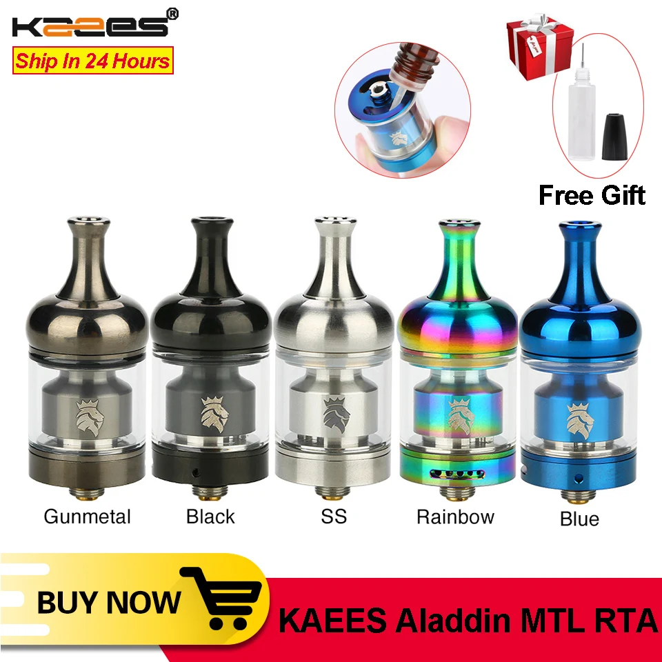 Original KAEES Aladdin MTL RTA 510 Thread Tank 22mm Diameter 2ml 4ml Capacity Quick lock system Rebuildable E-Cig Atomizer | Электроника