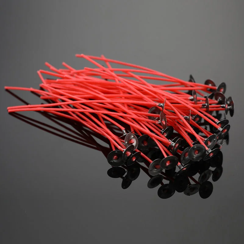 

50/100pcs 12cm Lamp Wick Pre Colorful Unique Red Soy Wax Quality Candle Wicks