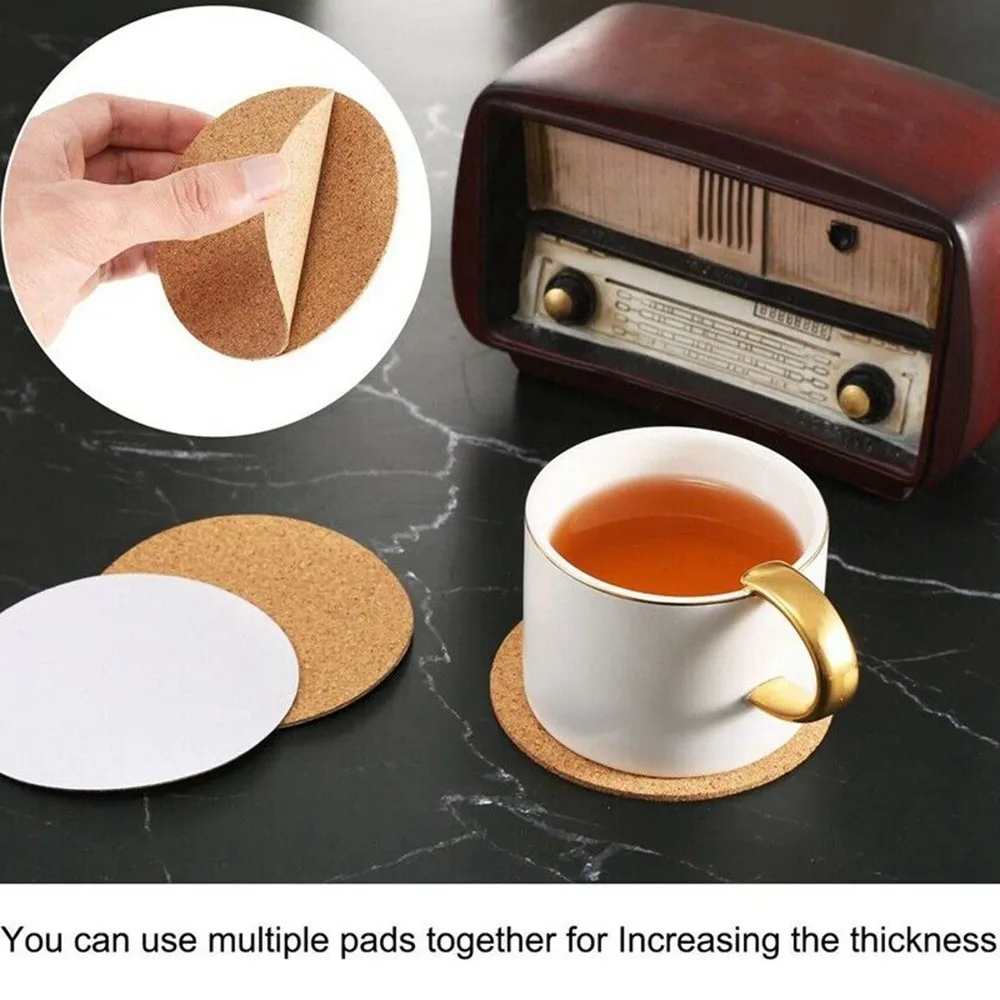 

60Pcs Self-Adhesive Cork Coasters Cork Mats Cork Backing Sheets for Coasters DIY Bar Tools & Accessories Kitchen Tool