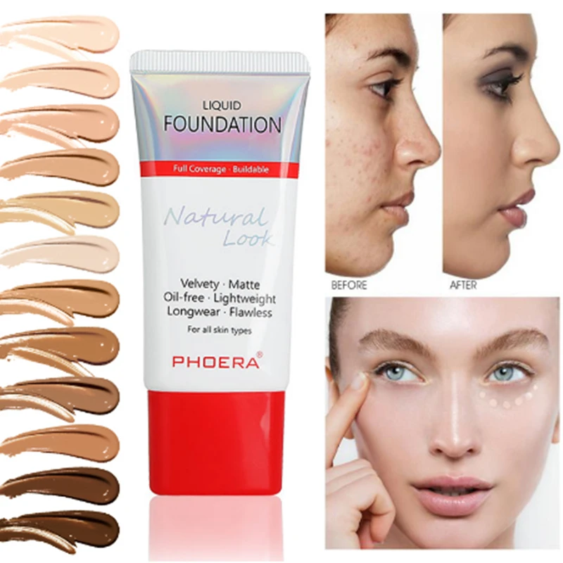 PHOERA Foundation 30 мл минеральное Сенсорное масло контроль за кожей Жидкая основа для
