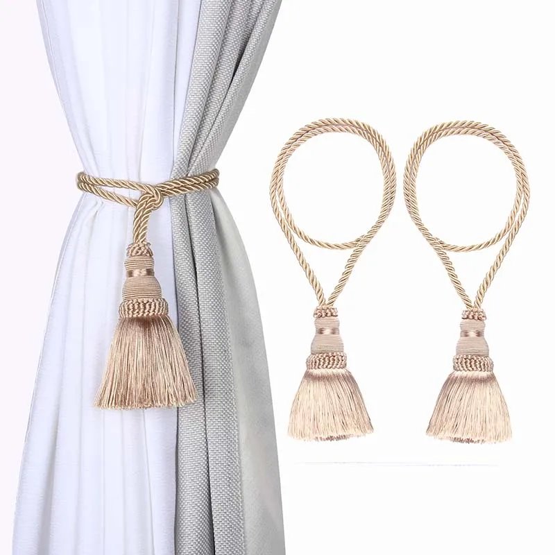 

2Pcs Curtain Tieback Tassel Hanging Ball Tassels Curtains Holder Buckle Rope Cotton Hand-woven Tie Strap Room Aaccessories
