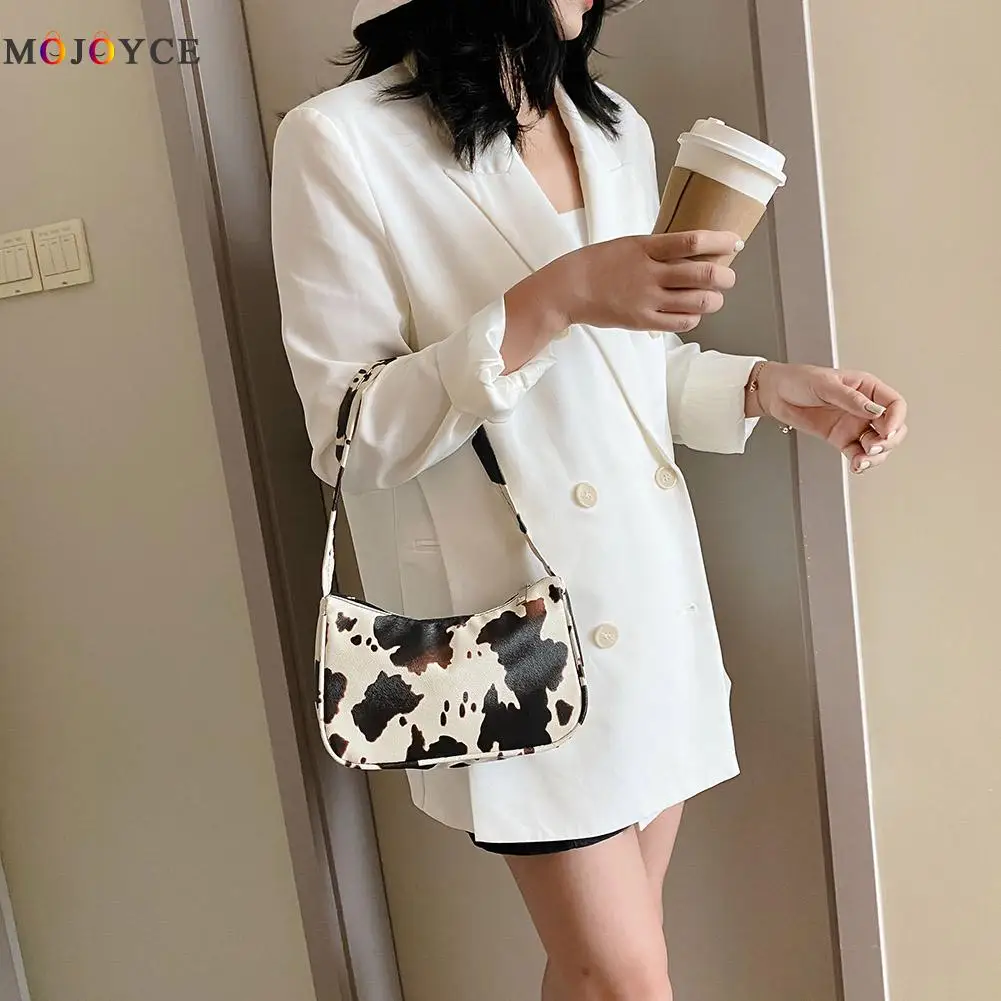 

Portable Women Leather Shoulder Bag Cow Print PU Handbags Lady Shopping Purse Fashion Exquisite Shopping Bag
