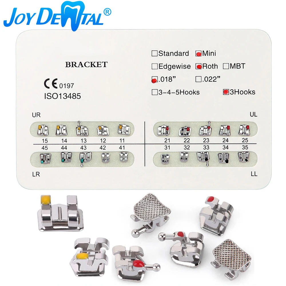 

1 упаковка стоматологических ортодонтических скобки для ортодонтической стоматологической терапии Mini/Standard Roth/Edgewise/MBT