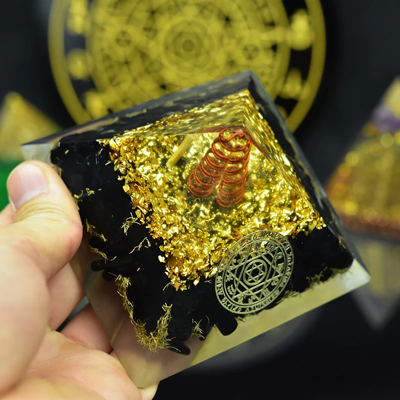 New Natural Crystal Point Orgonite Reiki Tourmaline Orgone Pyramid Energy Generator Meditation Yoga  Balancing Positive Energy