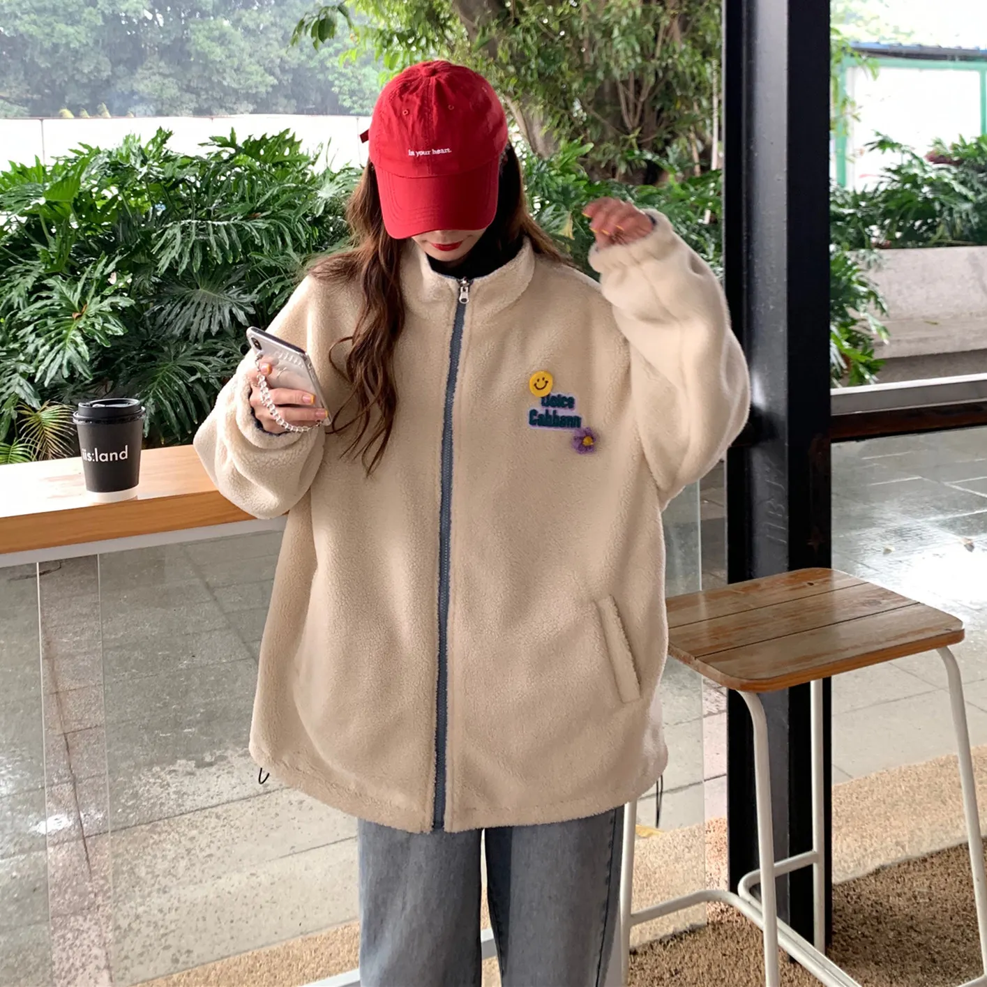 

Женская зимняя куртка, свободная Двусторонняя одежда, бархатная Толстая хлопковая куртка из овечьей шерсти, ветровка, куртка