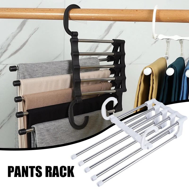 Multi-layer Pants Hanger Horizontally Or Vertically Folding Stainless Steel Clothing Rack Closet Storage For Tie Scarf Perchas | Дом и сад