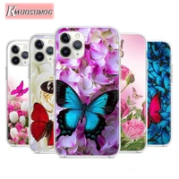 colorfu butterfly flower for apple iphone 12pro max mini 11pro xs max x xr 6s 6 7 8 plus 5s se2020 transparent phone case