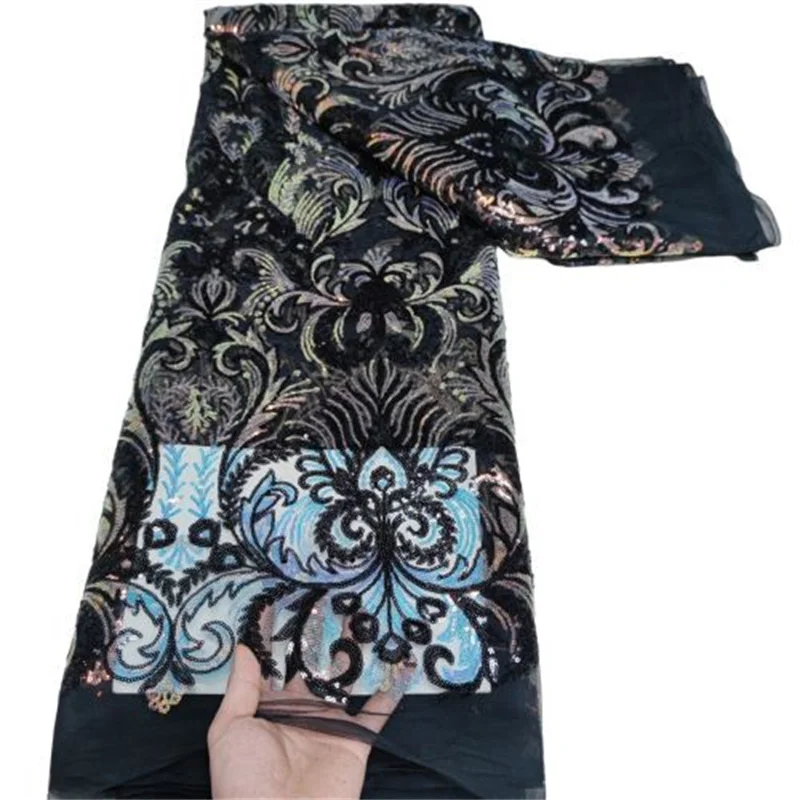 Роскошное кружевное платье с блестками Королевская Синяя ткань французское