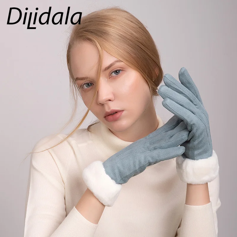 Dilidala утолщенные бархатные перчатки замшевые для сенсорного экрана женские
