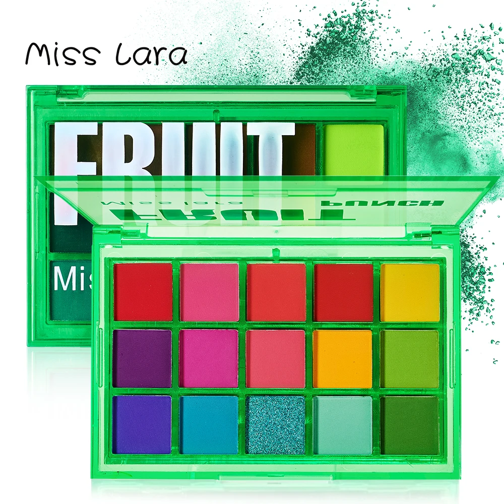 

Miss lara Makeup Sweet Party Eyeshadow Pallete Neon Palette 15 Shimmer Glitter Matte Shades Matellic Nude Blendable Pigment