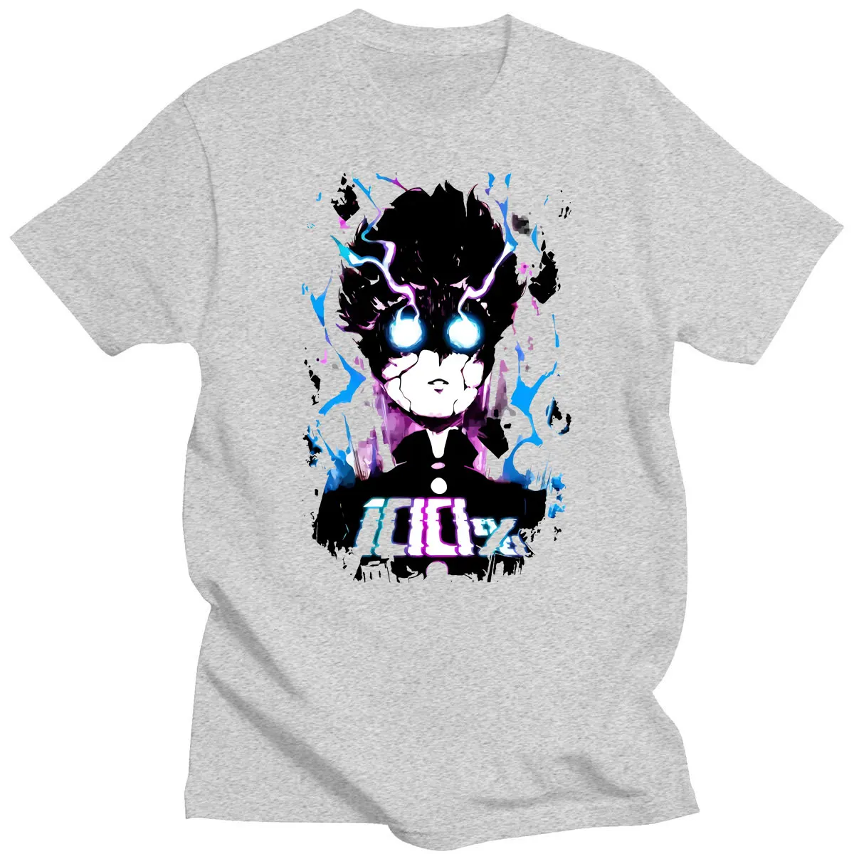 

Men's Funny Mob Psycho 100 Tshirt Short Sleeved Cotton T-shirt Leisure Anime Manga Shigeo Kageyama Tee Shirts Apparel